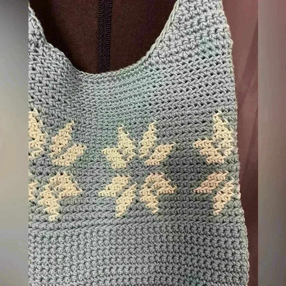 Seafoam Hand Crocheted Shoulder Bag - Picture 2 of 3